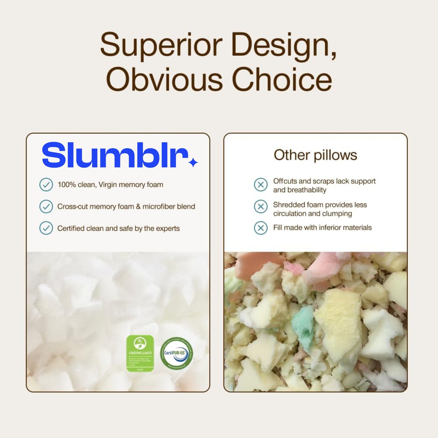 Slumblr® Shredded Memory Foam Adjustable Pillow