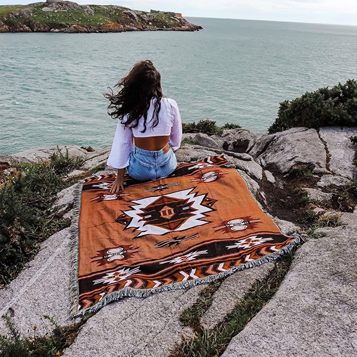 Slumblr® Brown Reversible Woven Throw Blanket with Tassels