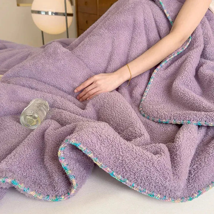 Wholesale Double Thick Soft Lamb Plush Bed Throws Blanket Home Warming Solid Color Portable Winter Use
