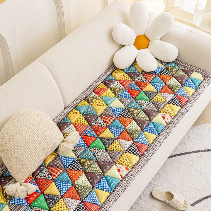 European Style Floral Print Fabric Sofa Slipcover Seat Thickened Three-Seat Couch Towel for Living Room Cloth Material