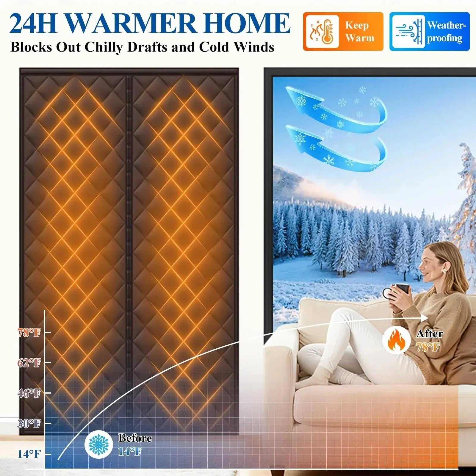 Slumblr® Waterproof Coldproof Magnetic Door Curtain Slumblr