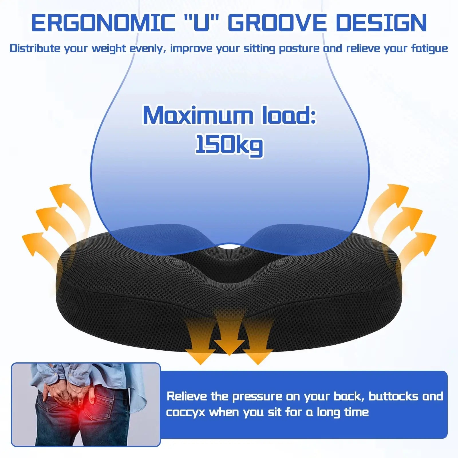 Donut Pillow Seat Cushion for Hemorrhoids,Sciatica & Hip & Coccyx Desk Chair Cushion for Long Sitting Office Worker, Car Driver