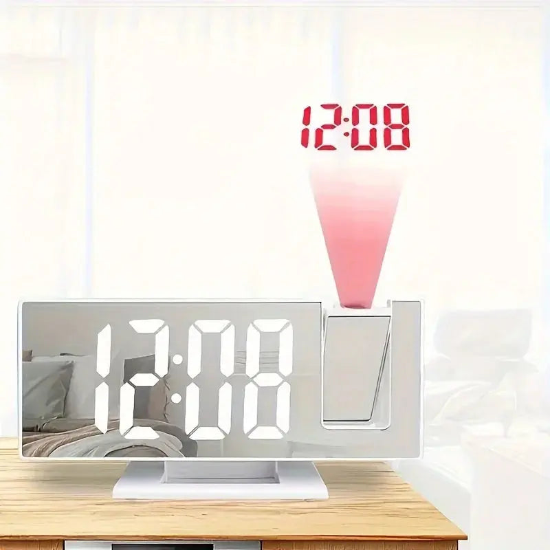 Projection alarm clock multifunction Intelligent luminous clock Bedroom large screen digital clock 180℃ back and celling projec