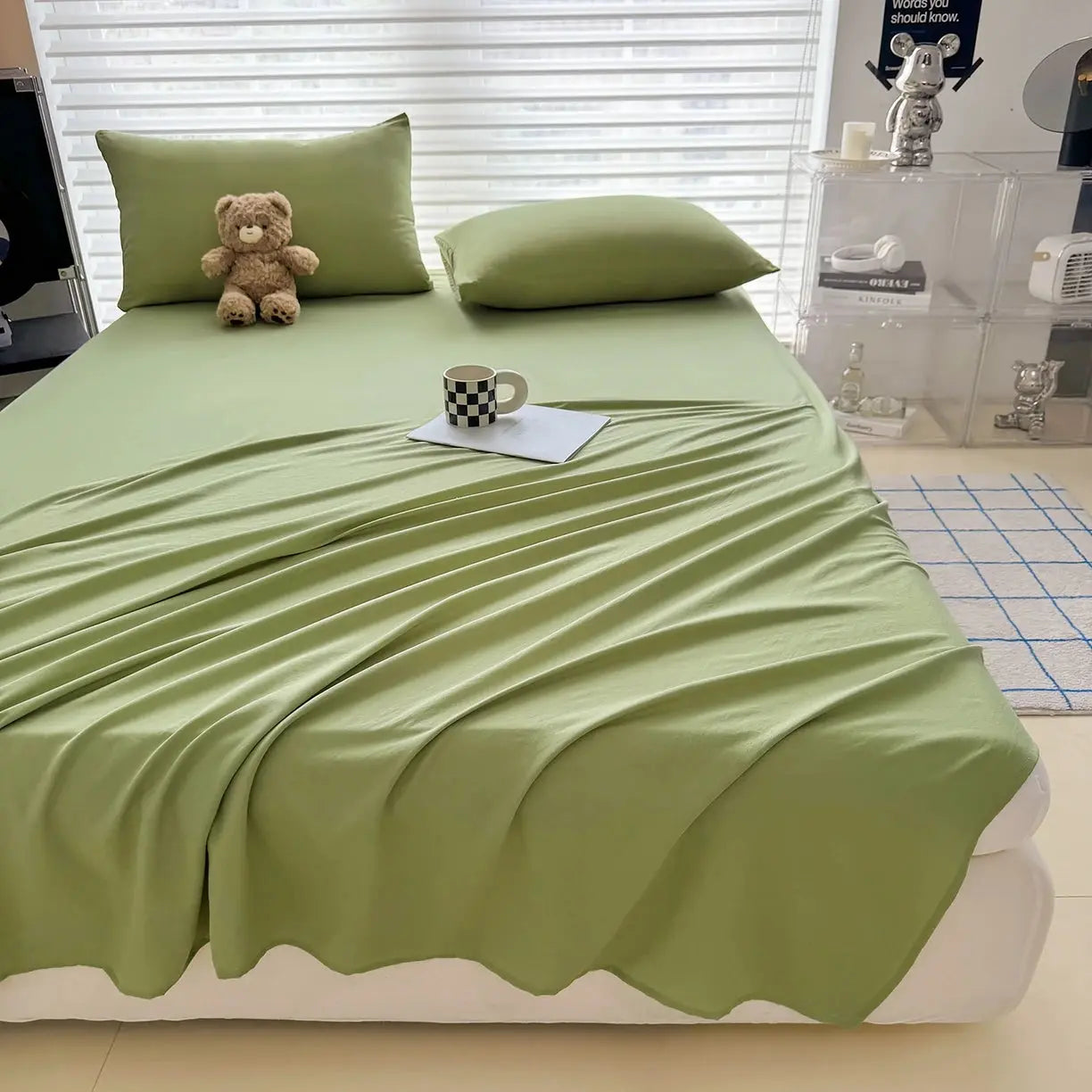 1pc Soft Fabric Flat Bedsheet Solid Color Top Sheets Single Double King Queen Couple Flat Bedsheet Soft Home Bed Linen Sheets