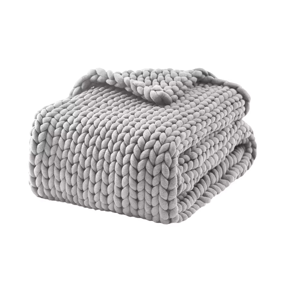 Home Decor 12lbs/15lbs Hand Made Minimalism Breathable Therapy Chunky Knitted Weighted Blanket