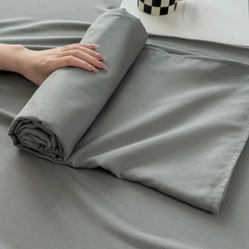 1pc Soft Fabric Flat Bedsheet Solid Color Top Sheets Single Double King Queen Couple Flat Bedsheet Soft Home Bed Linen Sheets