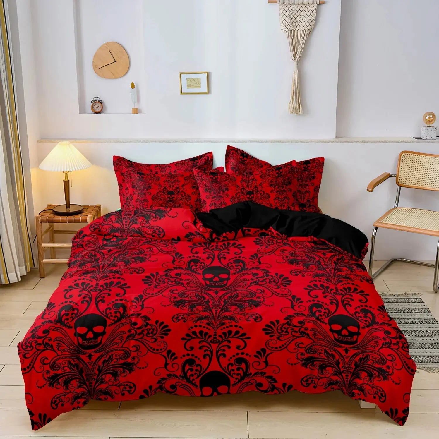 Gothic Style Skull Bedding Sets For Adults Bed Supplies Set Duvet Cover Set With Pillowcases No Filling Luxury Birthday Gifts