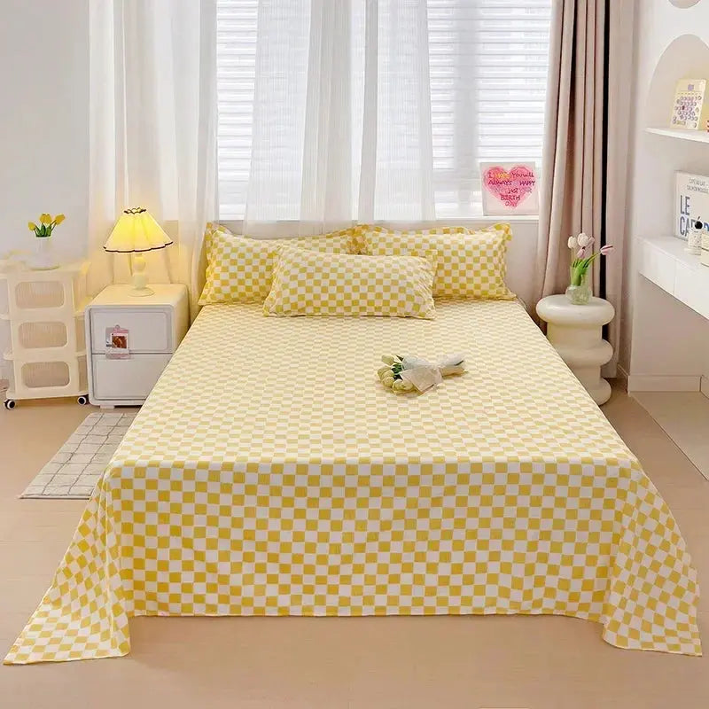 Washed Cotton Flat Bed Sheet Solid Bed Cover Single Double Queen King Size Bedsheet Linens Soft Bedspread (Pillowcase Can Order)