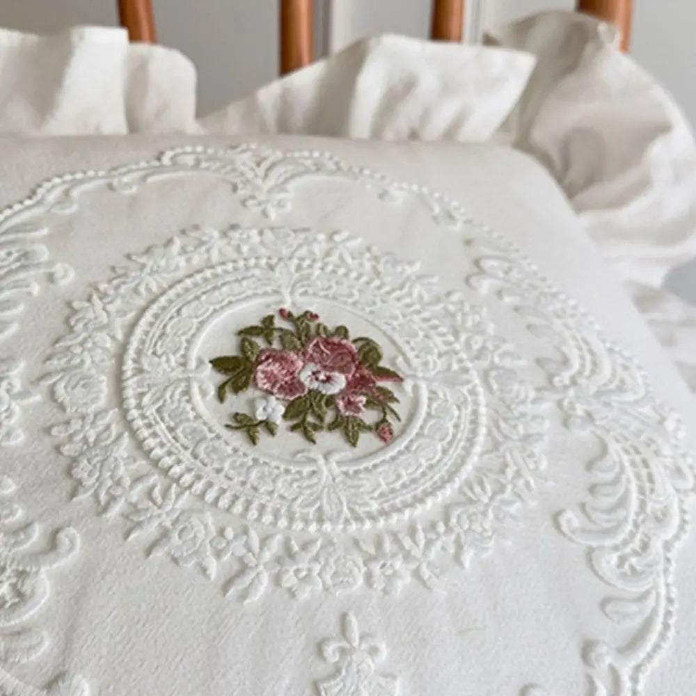 with Lotus Frill French Lace Pillow Cover Washed Material Comfortable Embroidered Cushion Cover Soft Pillow Shell Sofa