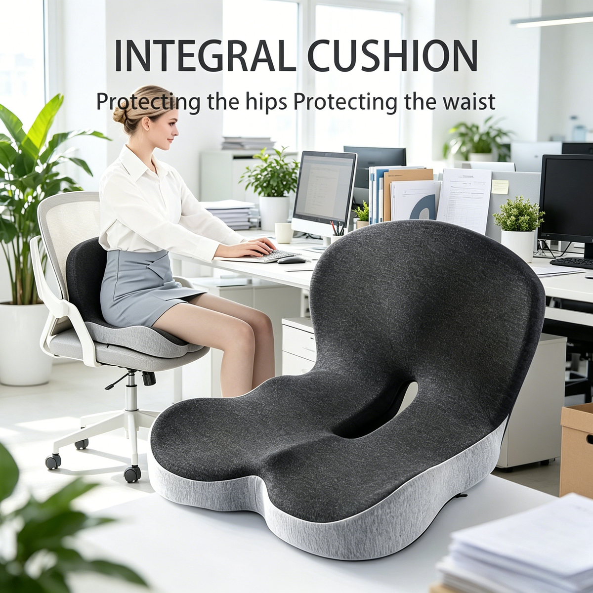 Ergonomic Seat Cushion with Hand Washable Cover Waist & Hip Support Comfort Orthopedic Cushion for Office Car Home