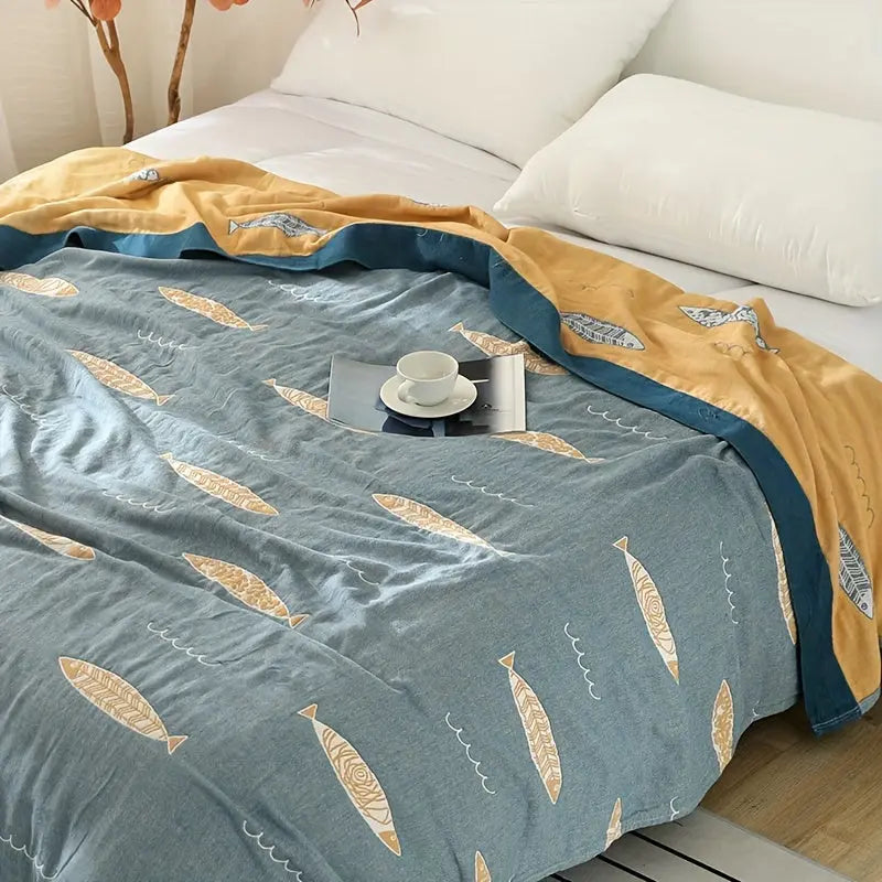 Slumblr® Fish Muslin Throw Blanket Slumblr