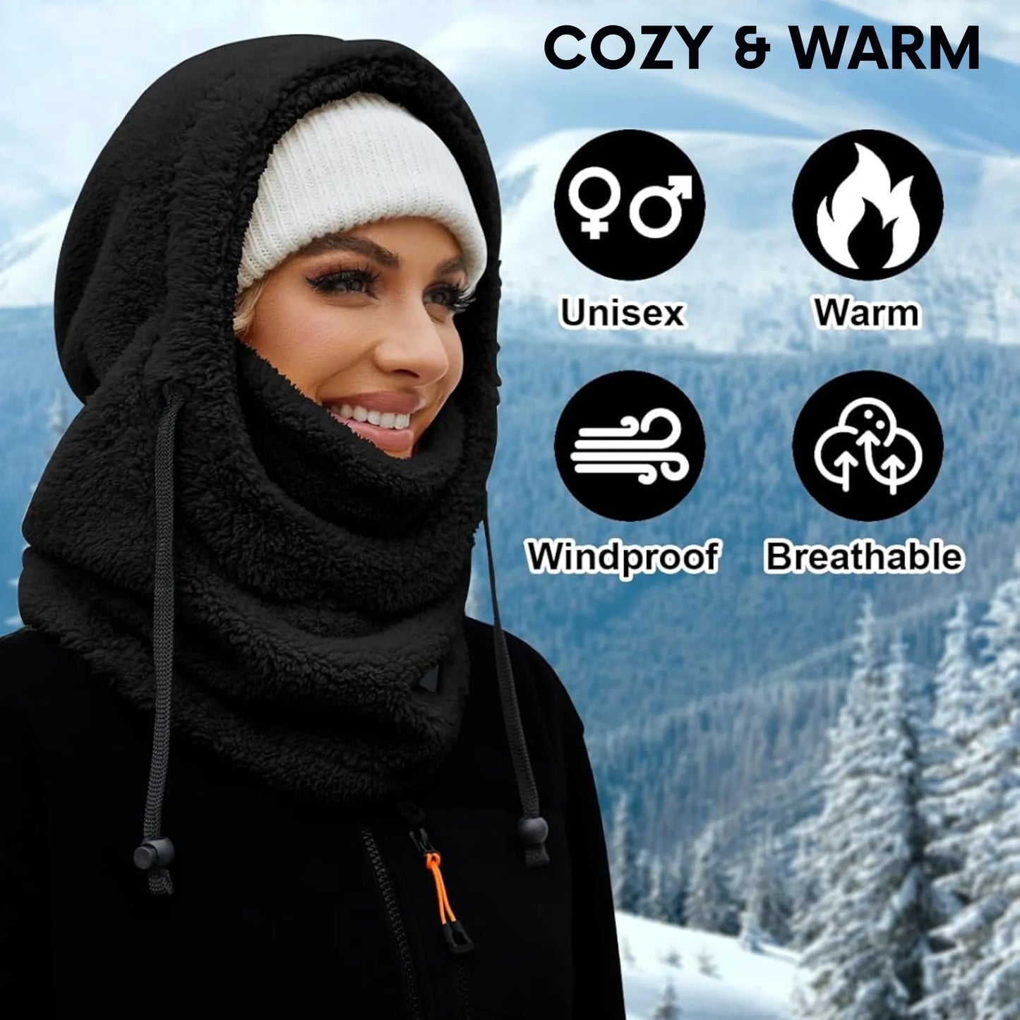 Slumblr® Winter Fleece-lined Hooded Beanie Scarf Travel