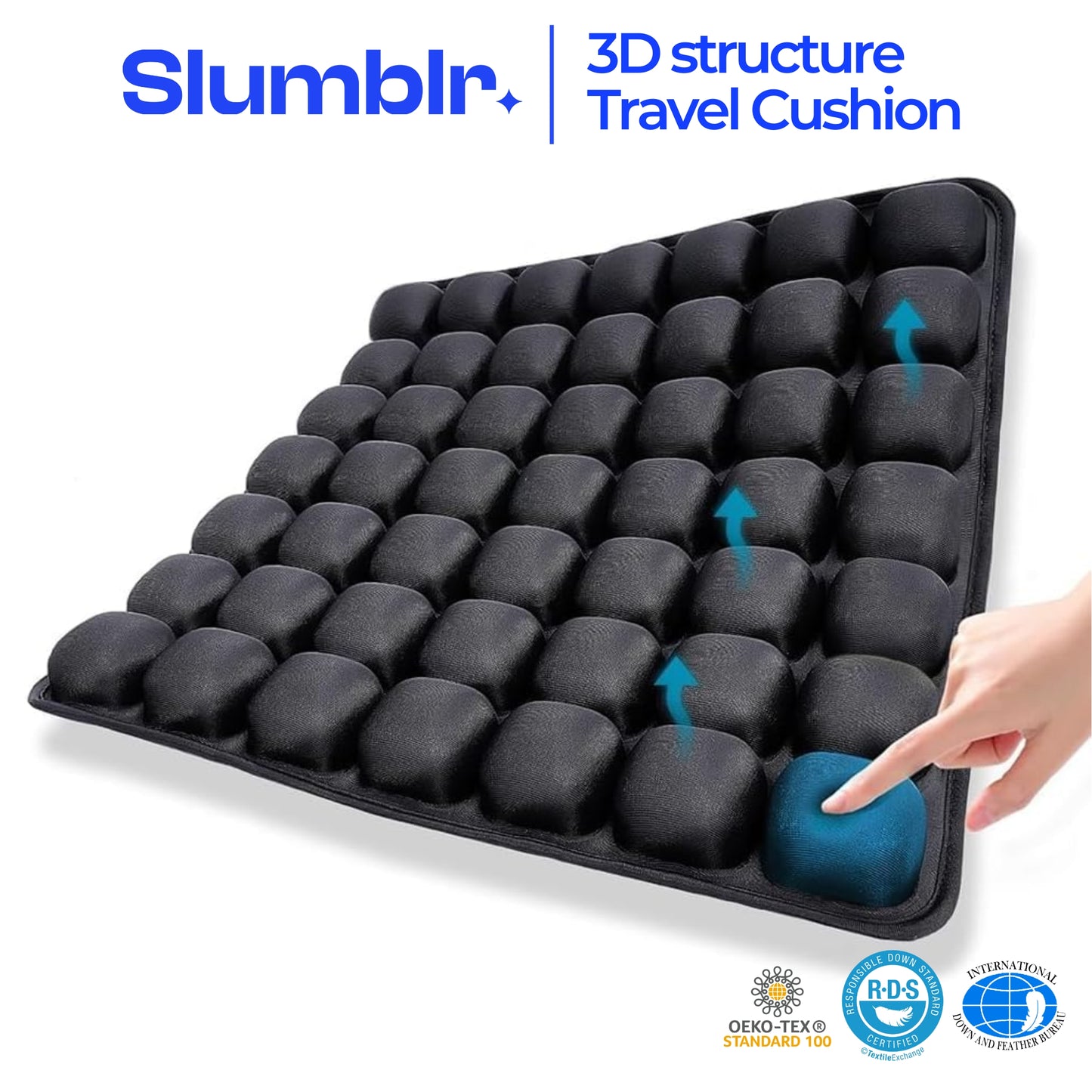 Slumblr® Air Bag Ergonomic Pressure-Relief Chair Pad for Office, Car & Long Sitting