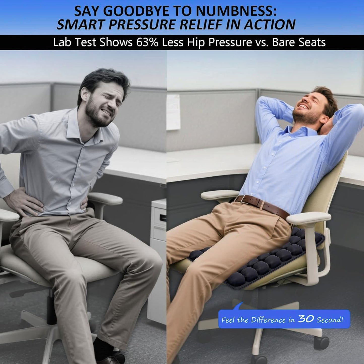 Slumblr® Air Bag Ergonomic Pressure-Relief Chair Pad for Office, Car & Long Sitting