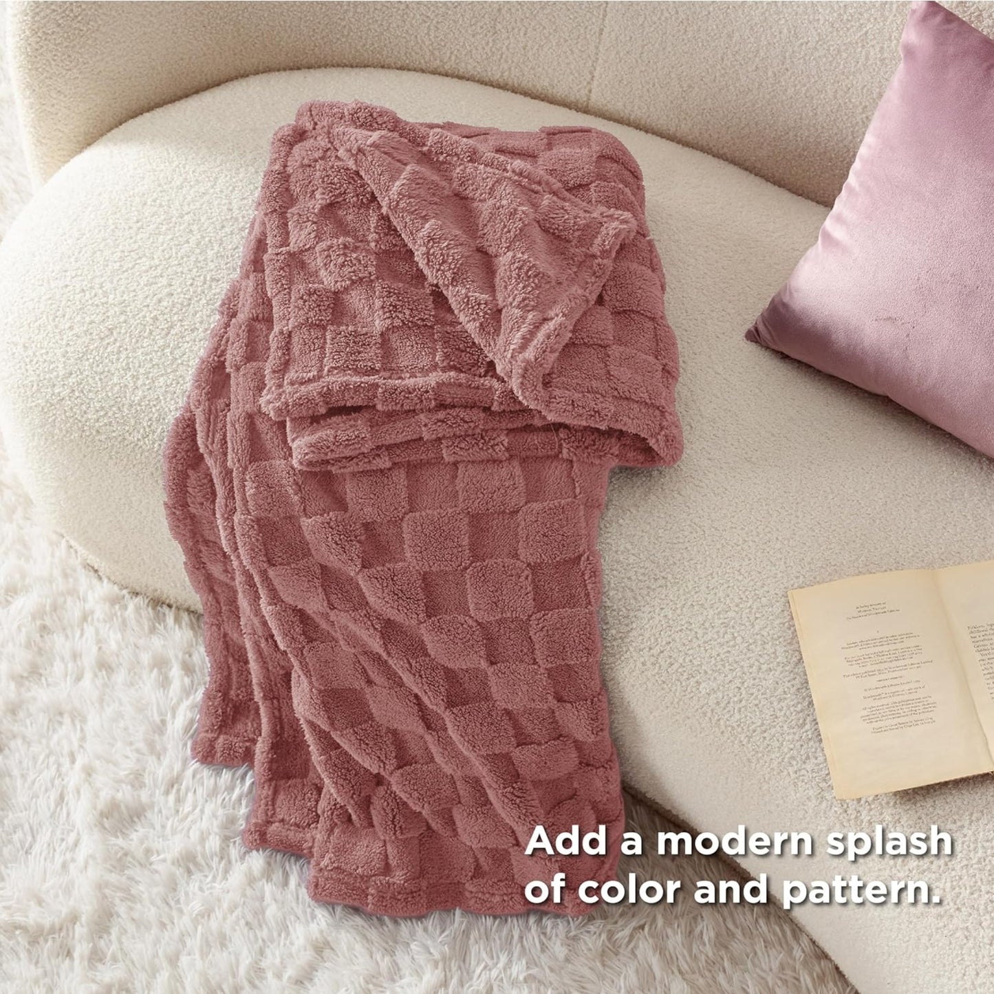 Slumblr® Cozy Checkered Fleece Throw Blanket