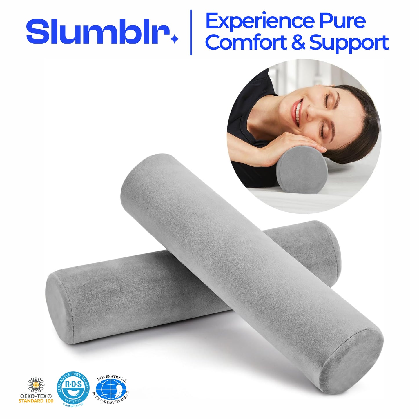 Slumblr® Neck Roll Bolster Pillow (2 Packs)