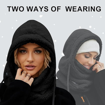 Slumblr® Winter Fleece-lined Hooded Beanie Scarf Travel