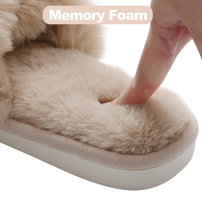 Slumblr® Cross-Band Fluffy Plush Slippers