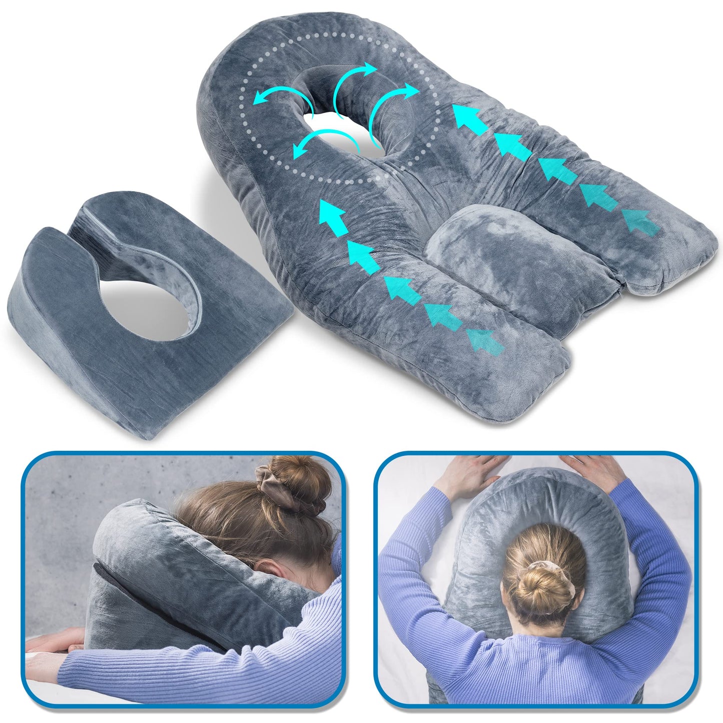 Slumblr® Face Down Pillow for Comfort with Warm & Cool Sides