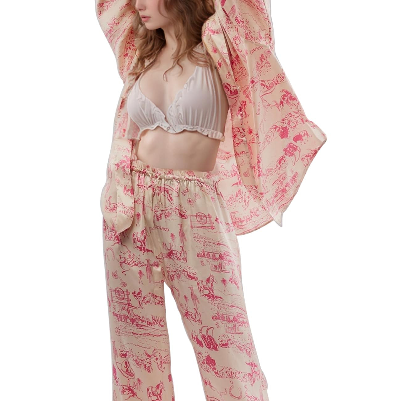 Slumblr® Satin Floral Western Pajama Set