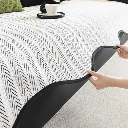 Aurivelle Herringbone Scallop Edge Sofa Cover