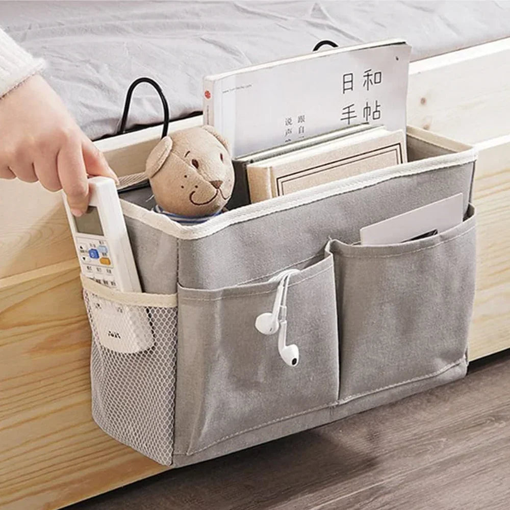 Slumblr® Hanging Cotton Linen Bedside Storage Bag