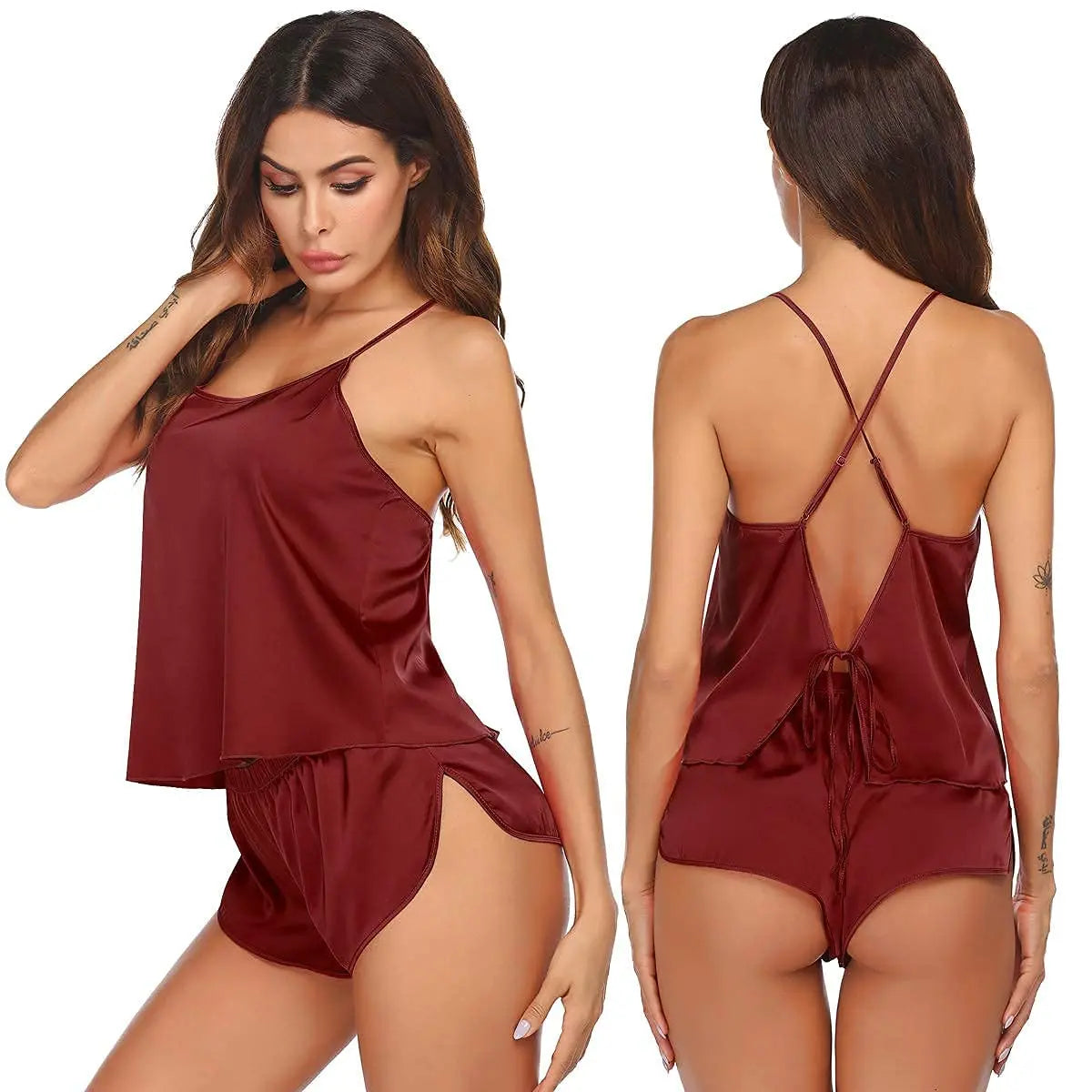 Slumblr® Satin Backless Cami Pajama Set Slumblr