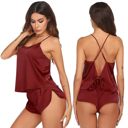 Slumblr® Satin Backless Cami Pajama Set Slumblr