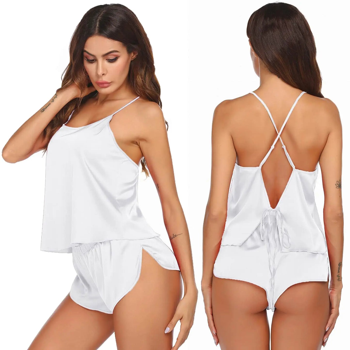 Slumblr® Satin Backless Cami Pajama Set Slumblr