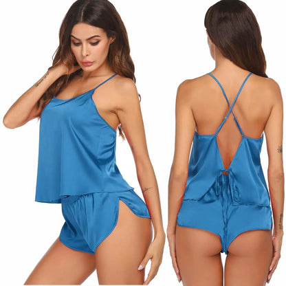 Slumblr® Satin Backless Cami Pajama Set Slumblr