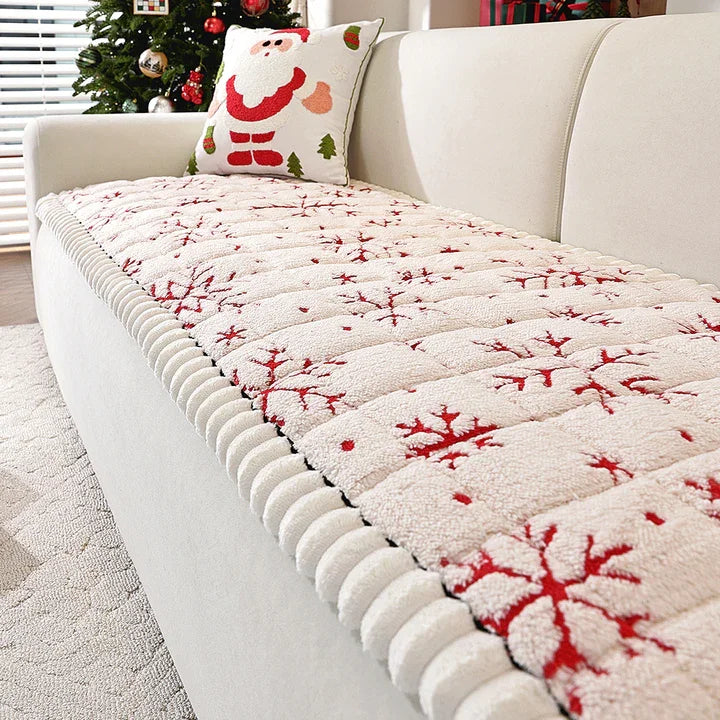 Custom Thickened Snowflake Pattern Sofa Slipcovers Factory Wholesale for Christmas Pet-Friendly Living Room Cushions
