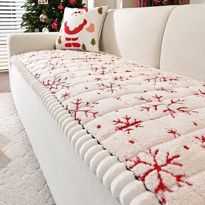 Custom Thickened Snowflake Pattern Sofa Slipcovers Factory Wholesale for Christmas Pet-Friendly Living Room Cushions