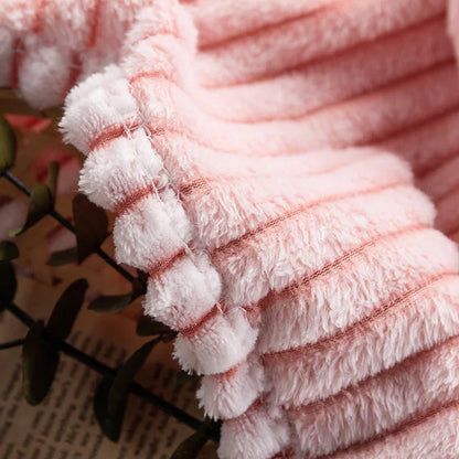 Super Soft Baby Kids Customized Flannel Fleece Blanket Home Solid Color Premium 3D Ribbed Lightweight Bed Stripe Flannel Blanket