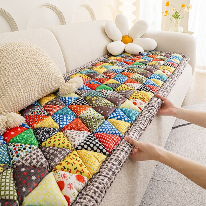 European Style Floral Print Fabric Sofa Slipcover Seat Thickened Three-Seat Couch Towel for Living Room Cloth Material