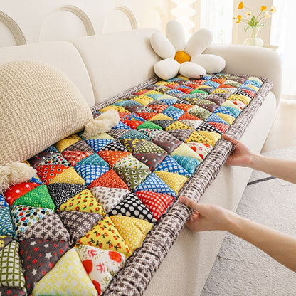 European Style Floral Print Fabric Sofa Slipcover Seat Thickened Three-Seat Couch Towel for Living Room Cloth Material