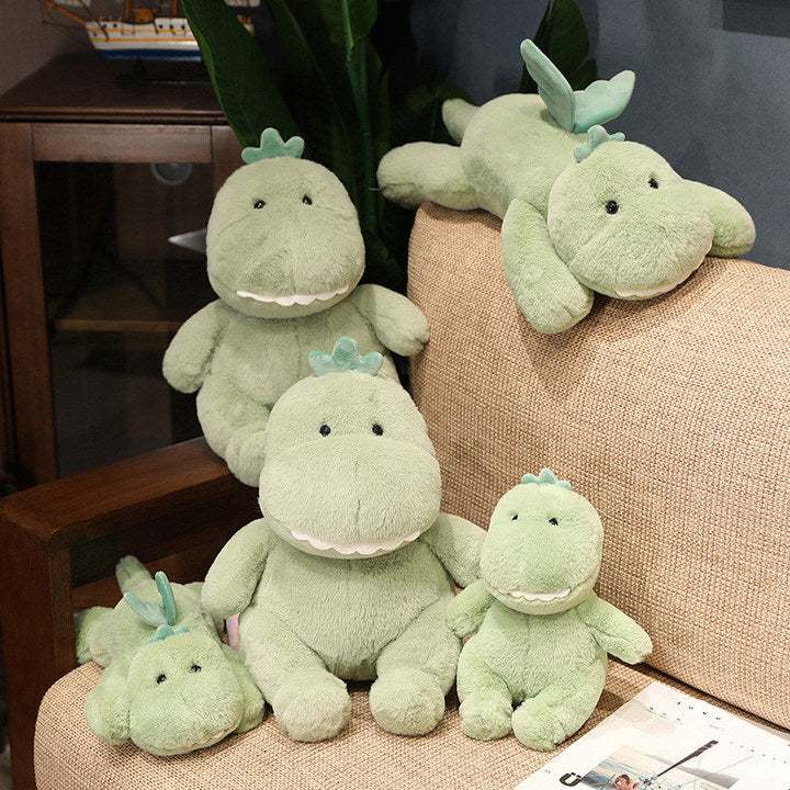 Free Sample Green Dinosaur Plush Stuffed Animal Toys with Cute wings Soft Baby comfort Plush Dinosaur Stuffed Toys Gifts