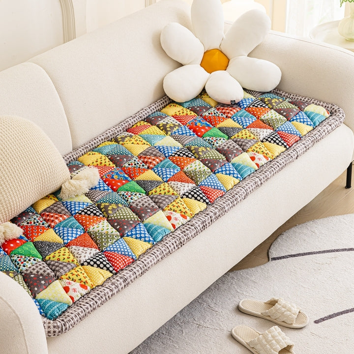 European Style Floral Print Fabric Sofa Slipcover Seat Thickened Three-Seat Couch Towel for Living Room Cloth Material