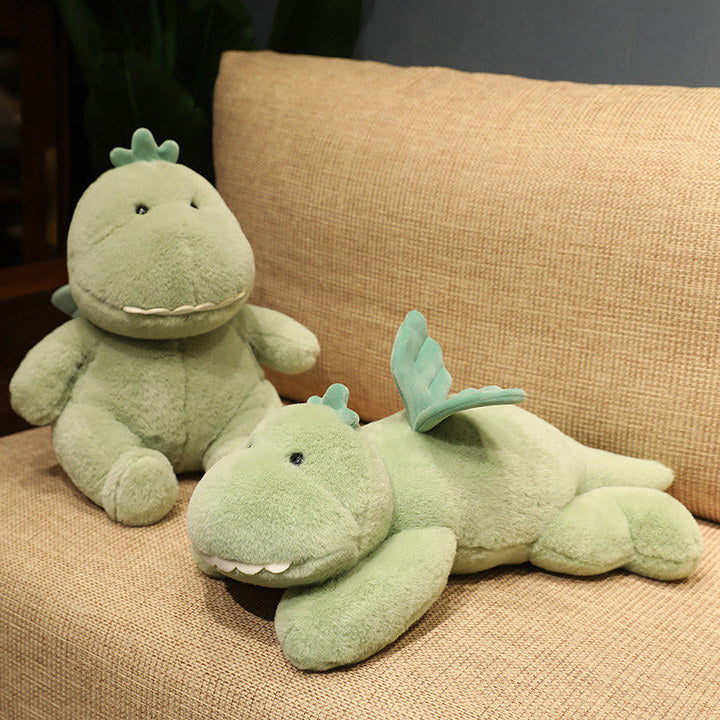 Free Sample Green Dinosaur Plush Stuffed Animal Toys with Cute wings Soft Baby comfort Plush Dinosaur Stuffed Toys Gifts