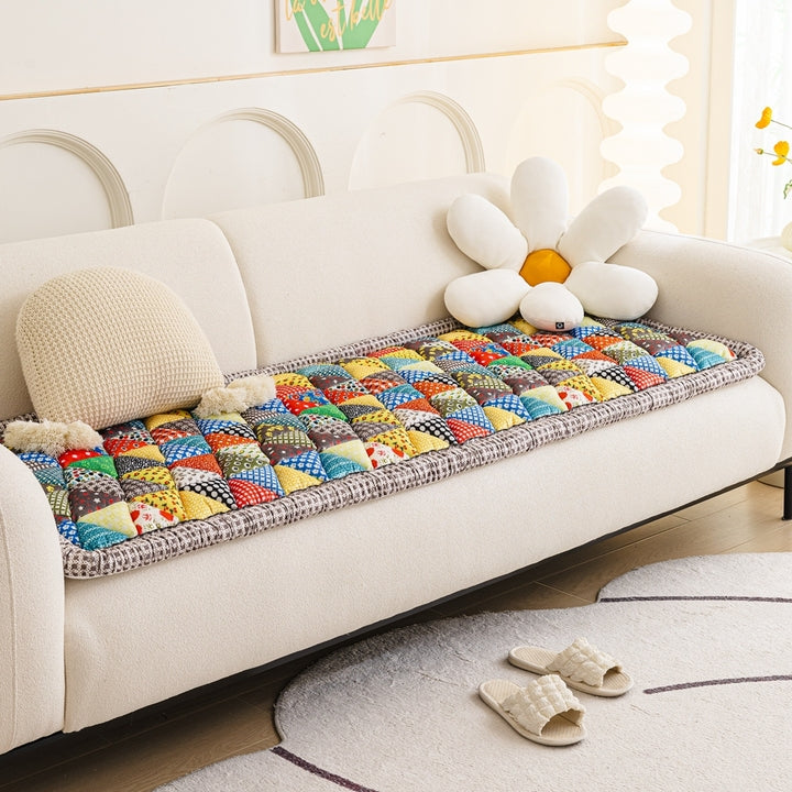 European Style Floral Print Fabric Sofa Slipcover Seat Thickened Three-Seat Couch Towel for Living Room Cloth Material