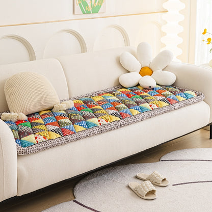 European Style Floral Print Fabric Sofa Slipcover Seat Thickened Three-Seat Couch Towel for Living Room Cloth Material