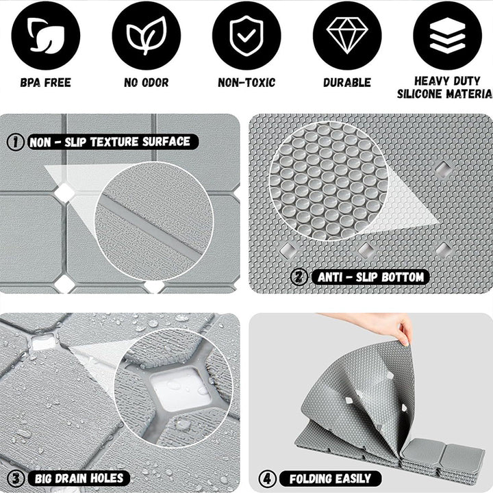 Bathtub Mats for Shower Tub Non-Slip Silicone Mat with Drain Holes and Suction Cups BathMat for Bathroom with Machine Washable