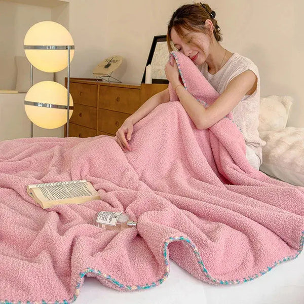 Wholesale Double Thick Soft Lamb Plush Bed Throws Blanket Home Warming Solid Color Portable Winter Use