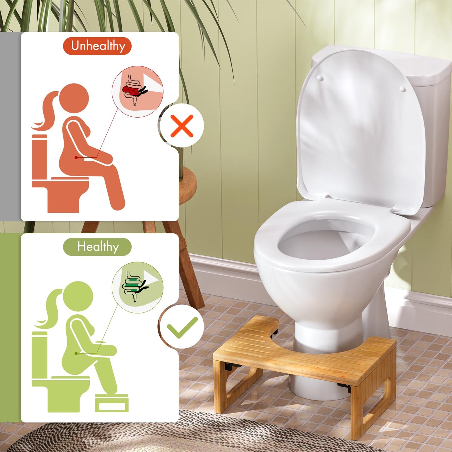 Slumblr® Foldable Bamboo Toilet Stool Squat