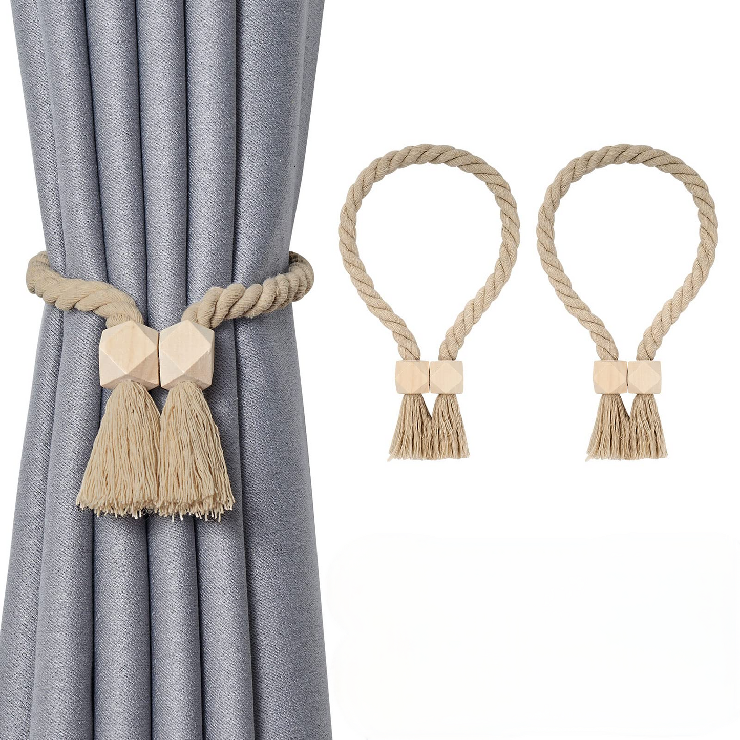 Slumblr® Wooden Bead Curtain Tiebacks (2 Pcs)