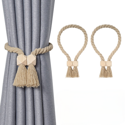 Slumblr® Wooden Bead Curtain Tiebacks (2 Pcs)