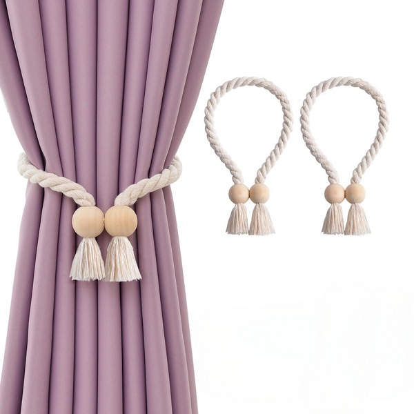 Slumblr® Wooden Bead Curtain Tiebacks (2 Pcs)