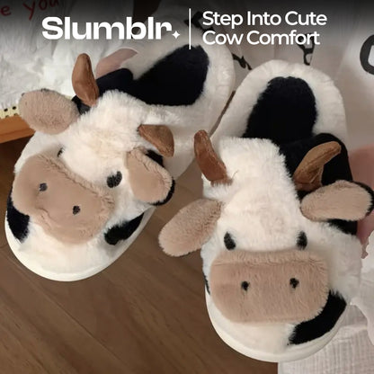 Slumblr® Cartoon Cow Plush Winter Home Slippers
