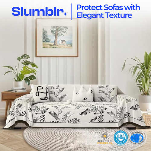 Slumblr® Chenille Leaf Jacquard Sofa Cover Blanket