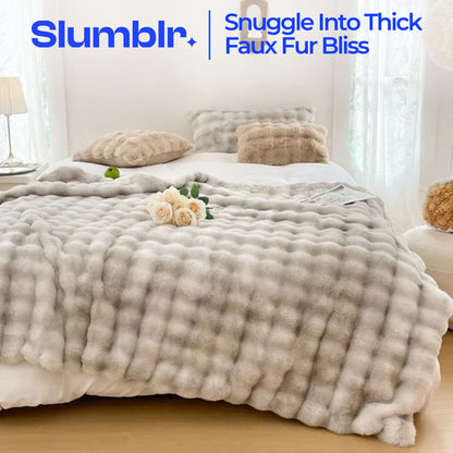 Slumblr® Faux Fur Plush Rabbit Toscana Fleece Blanket