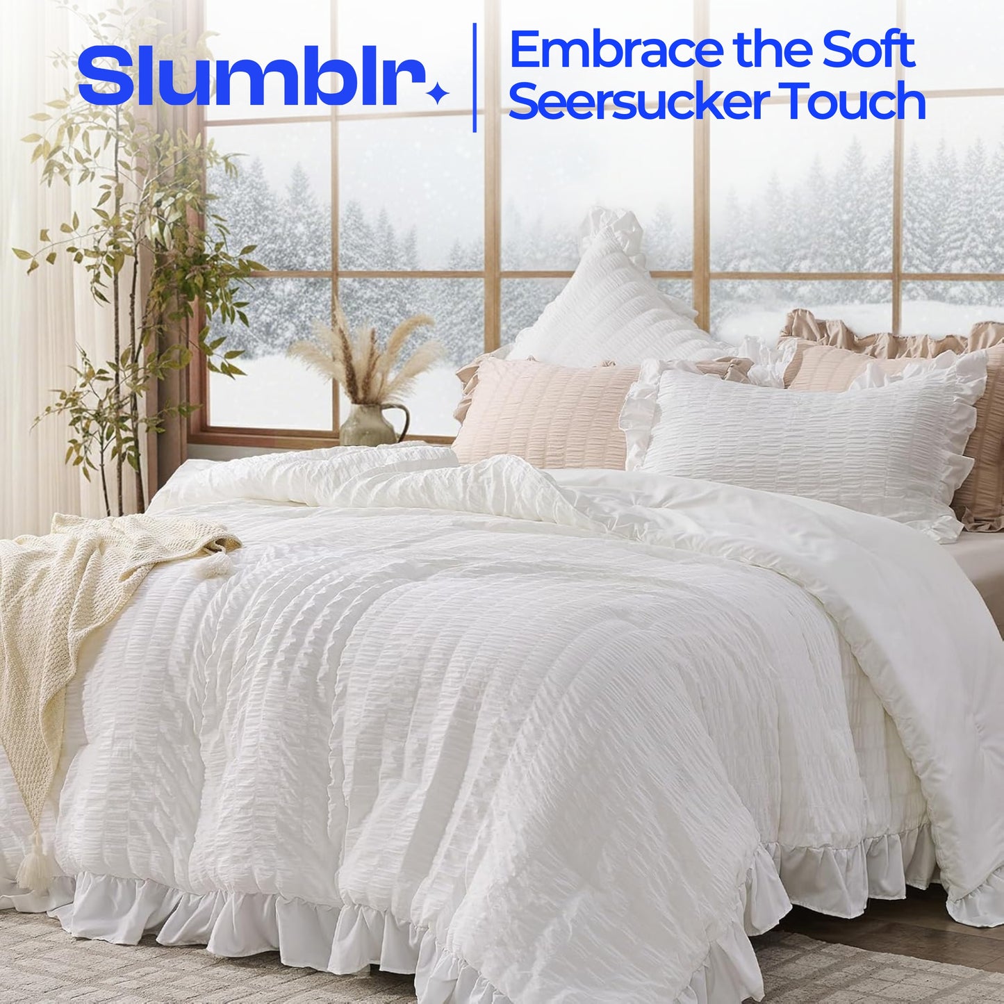 Slumblr® Korean Lace Seersucker Duvet Cover Set